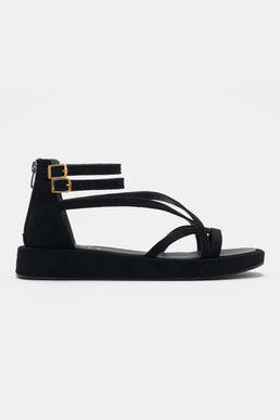 Noor Sandal - Black Satin