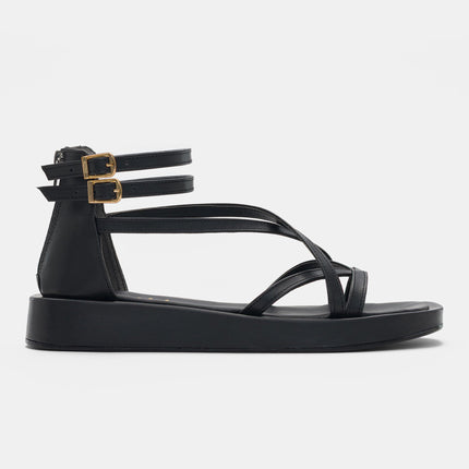 Noor Sandal - Black Leather
