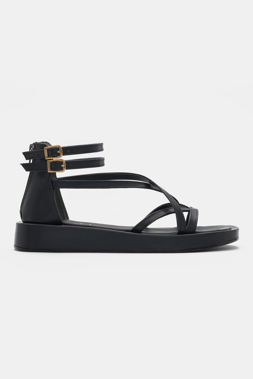 Noor Sandal - Black Leather
