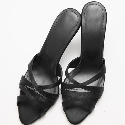 Walaa Sandal - Black Satin