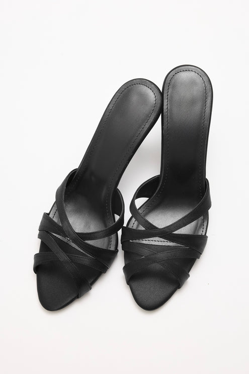 Walaa Sandal - Black Satin