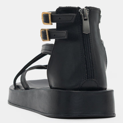 Noor Sandal - Black Leather