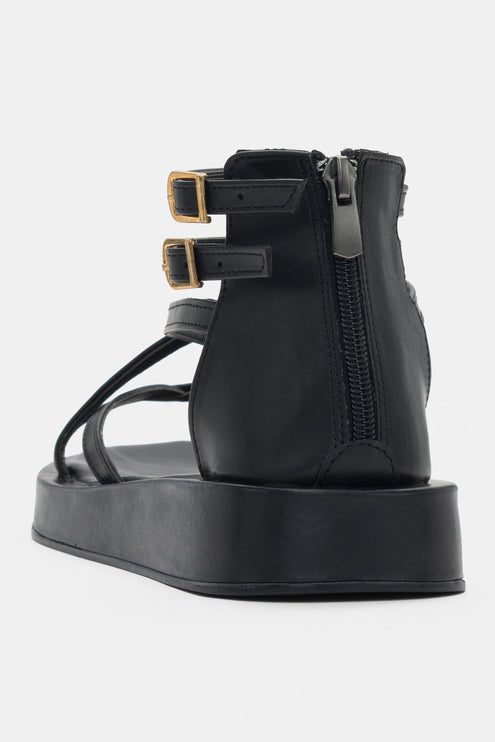 Noor Sandal - Black Leather