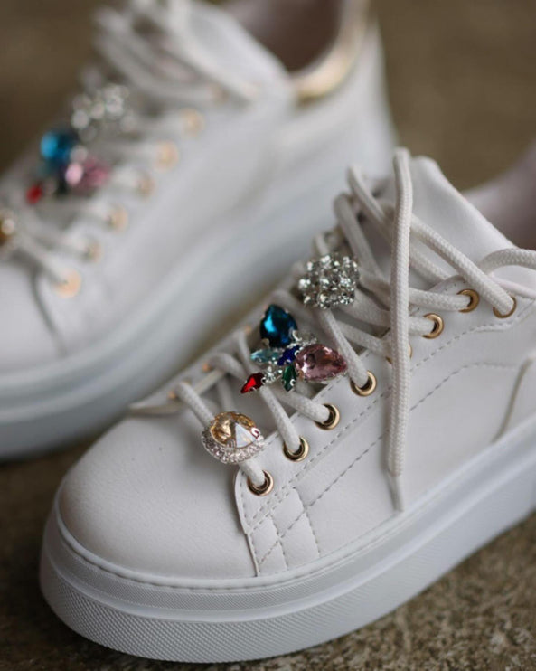 Maram Sneakers - White Jewels