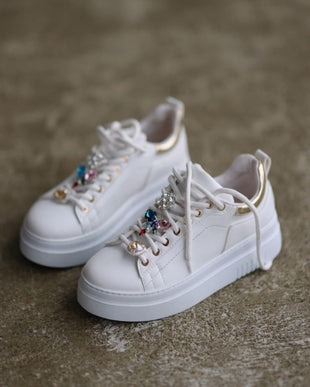 Maram Sneakers - White Jewels