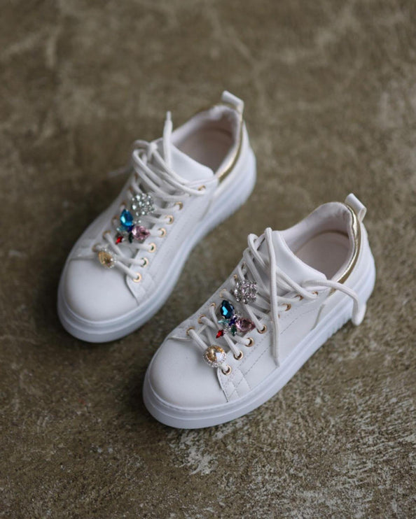 Maram Sneakers - White Jewels