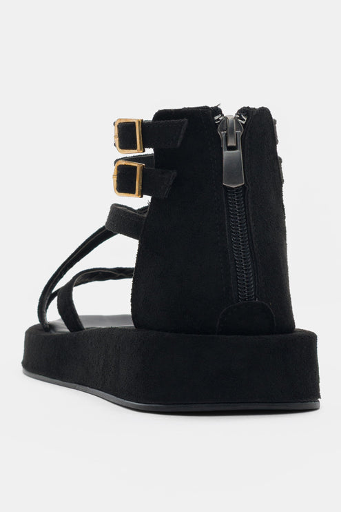 Noor Sandal - Black Satin