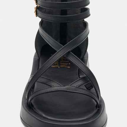 Noor Sandal - Black Leather