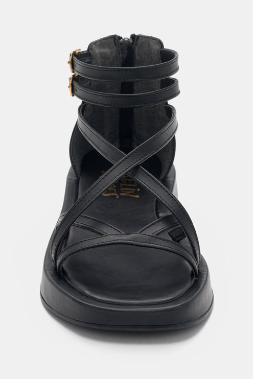 Noor Sandal - Black Leather