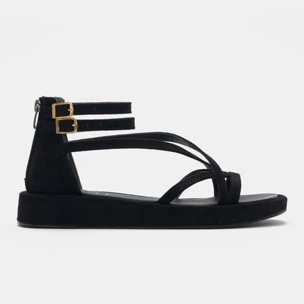 Noor Sandal - Black Satin
