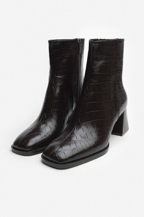 darelis boot - brown kroko