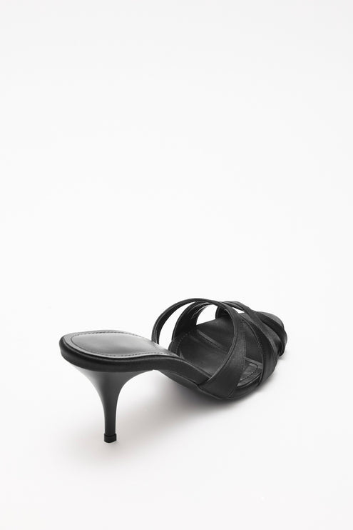 Walaa Sandal - Black Satin