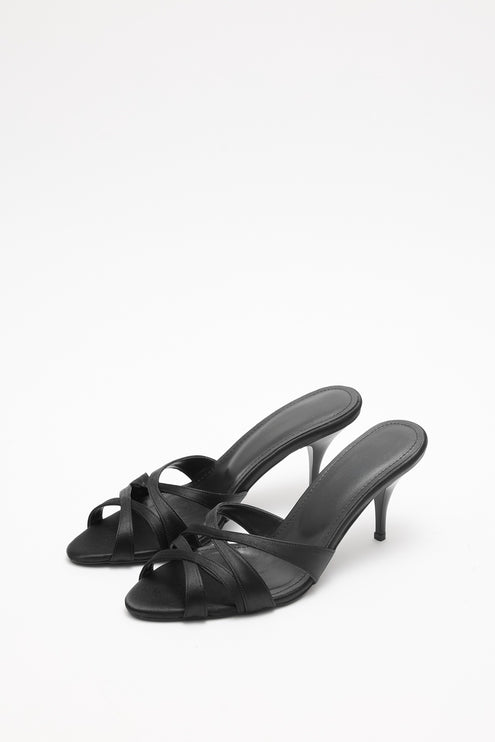Walaa Sandal - Black Satin