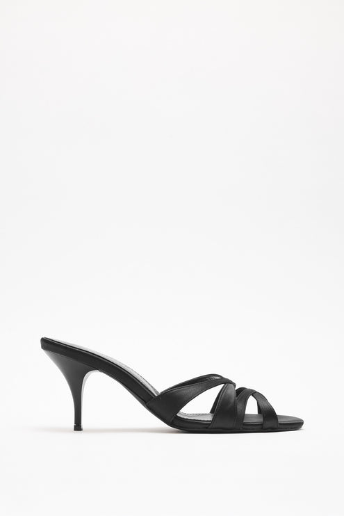Walaa Sandal - Black Satin